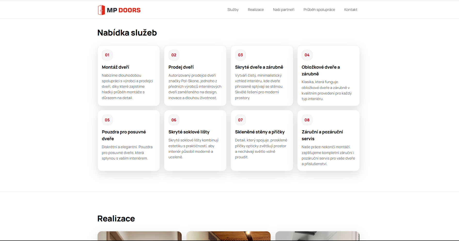 MP DOORS, sekce služeb