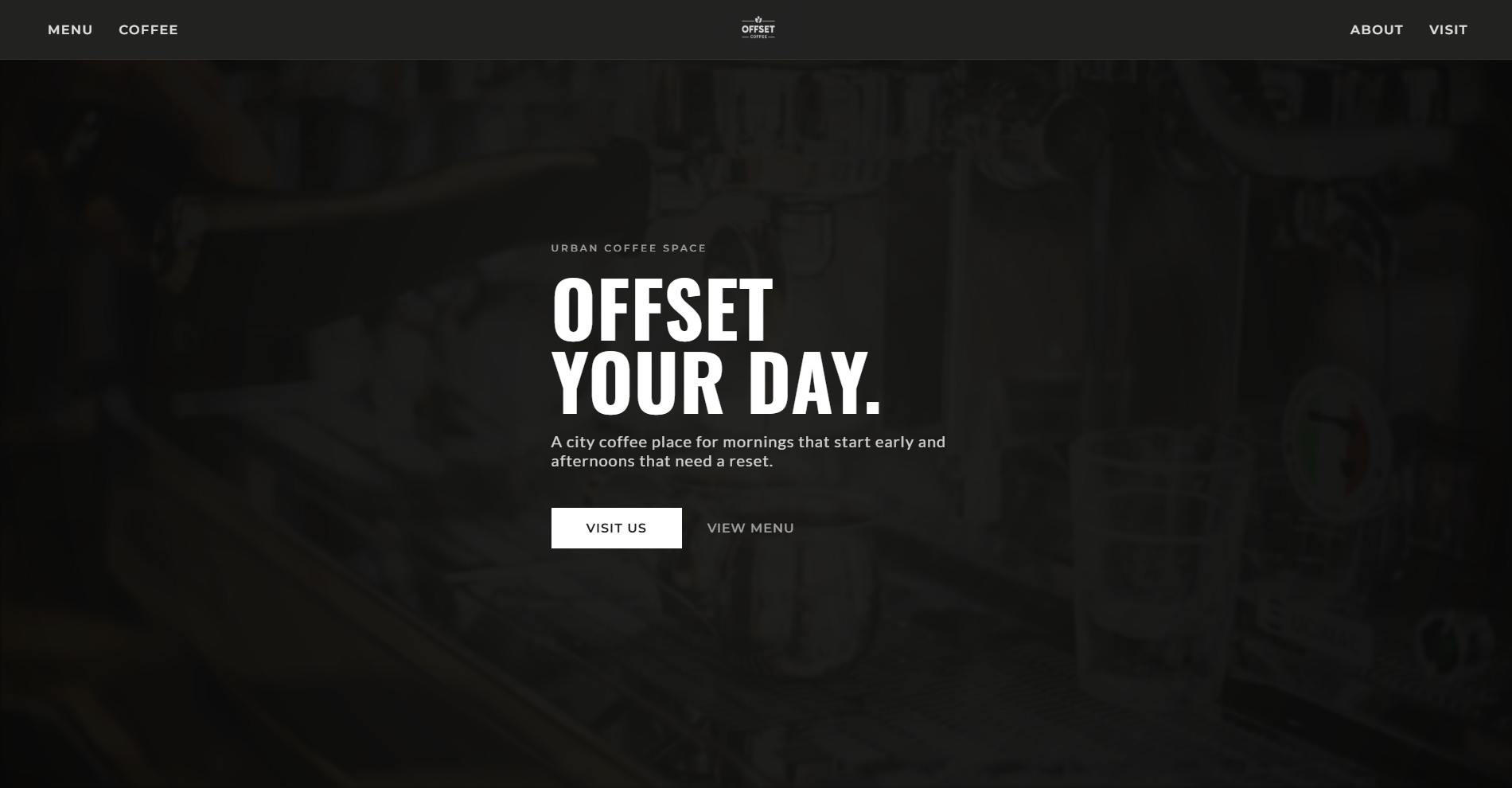 OFFSET Coffee, moderní landing page kavárny
