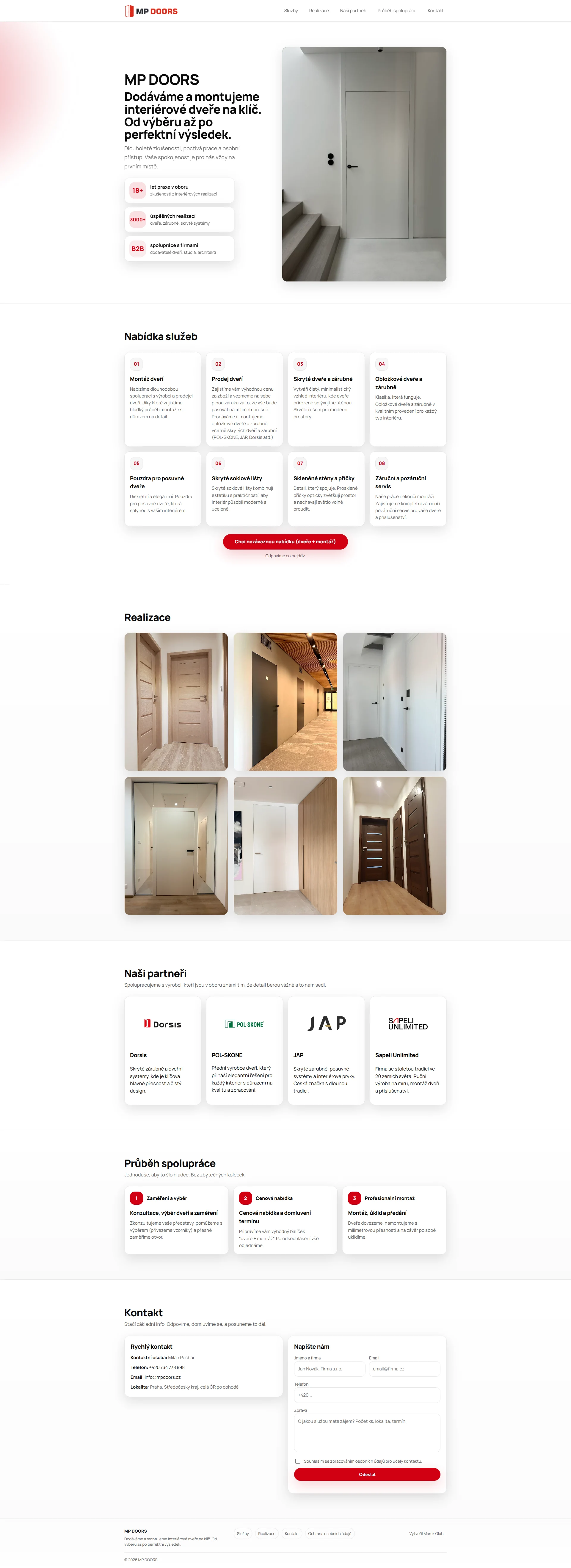Full page screenshot webu MP DOORS