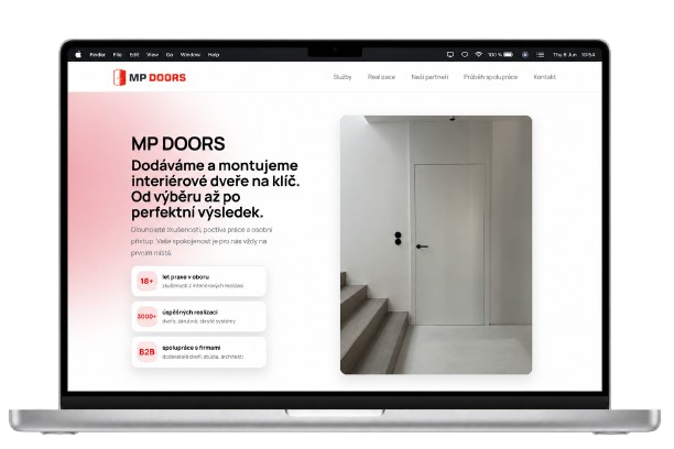 MP DOORS, náhled webu na notebooku