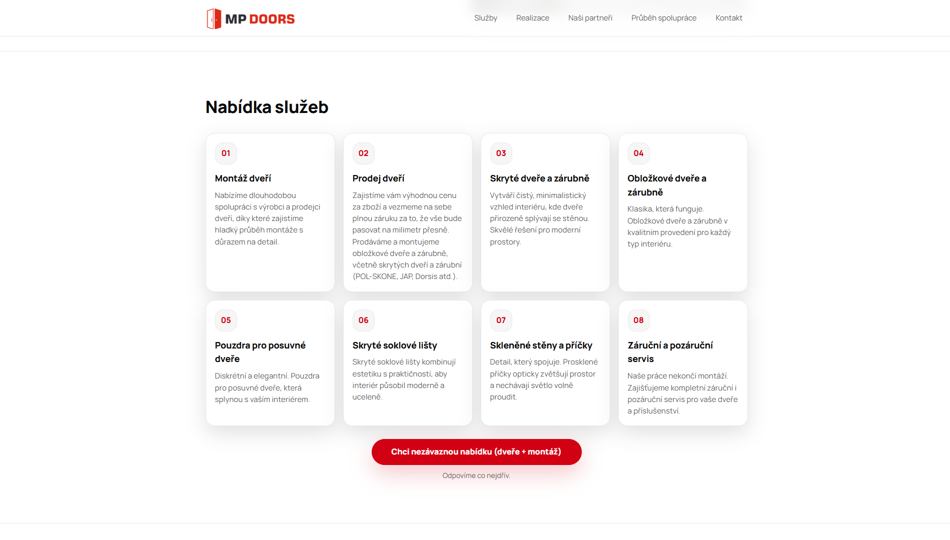 MP DOORS, ukázka nabídky služeb